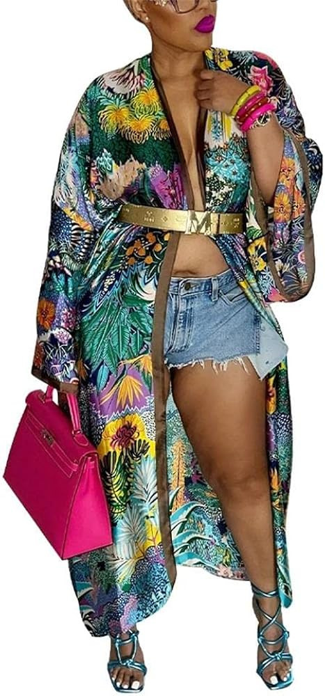 Summer Cardigan For Women Lightweight Satin Open Front Long Kimono Swimsuit Cover Ups Silk Robe P... | Amazon (US)