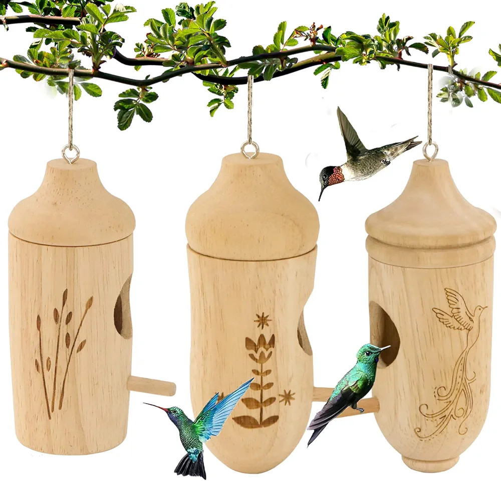 Hummingbird House - Natural Wooden Hummingbird Houses for Outside Hanging, Gardening Gifts Home D... | Amazon (US)