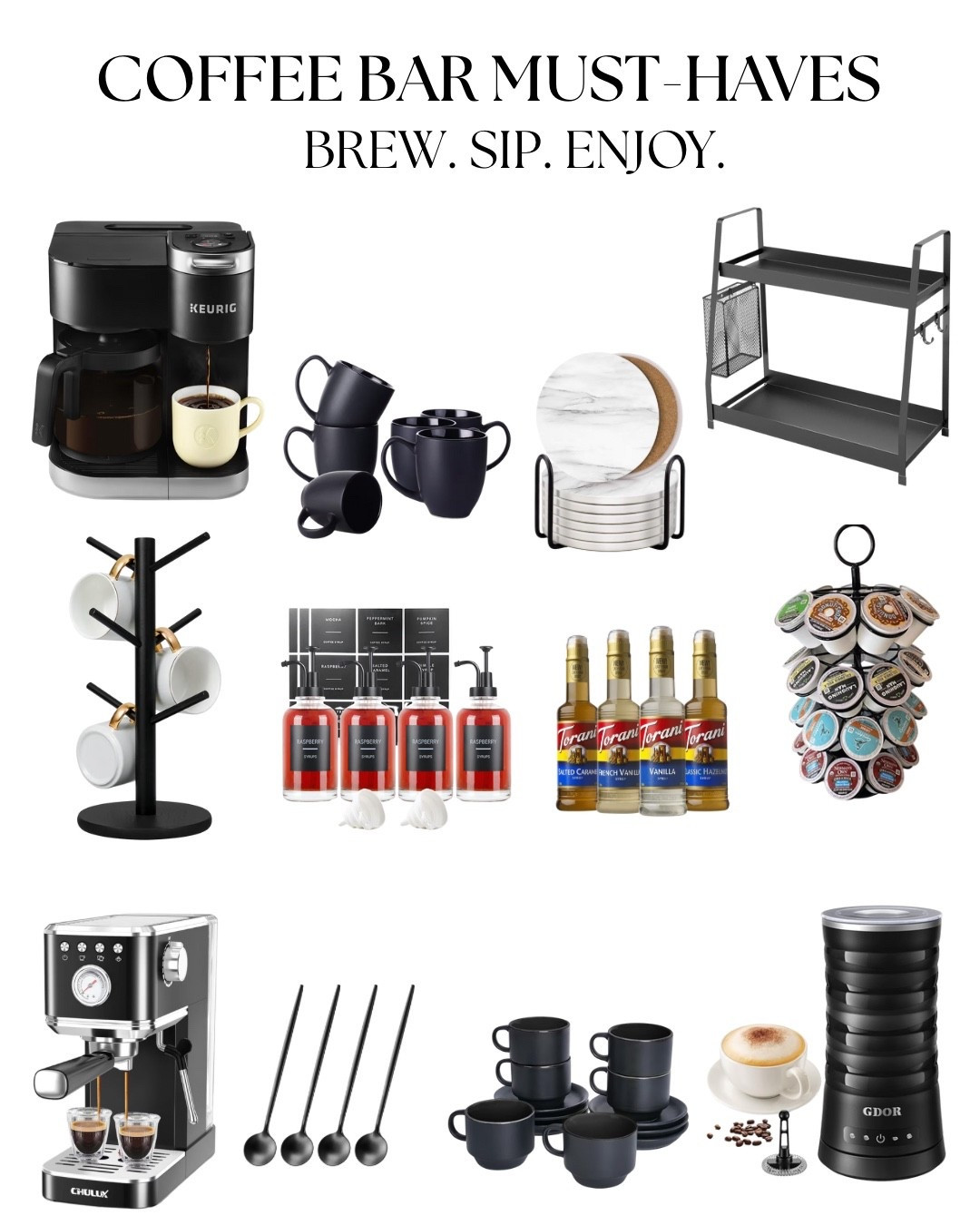 Because every home deserves a cozy coffee corner 🖤☕️ 

coffee bar must haves, home coffee bar ideas, coffee station essentials, coffee bar setup, at home coffee station, espresso machine must haves, Keurig coffee maker, k cup holder, mug holder tree, coffee mug set, espresso mug set, coffee syrup organizer, two tier coffee rack, cozy coffee corner, kitchen coffee bar decor, home café essentials, coffee lover must haves, coffee accessories for home, coffee station organization, aesthetic coffee bar setup, Amazon finds, Amazon home 