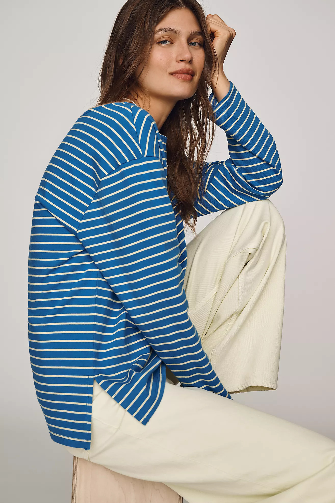 Maeve Greer Cotton Relaxed Long-Sleeve Top | Anthropologie (US)