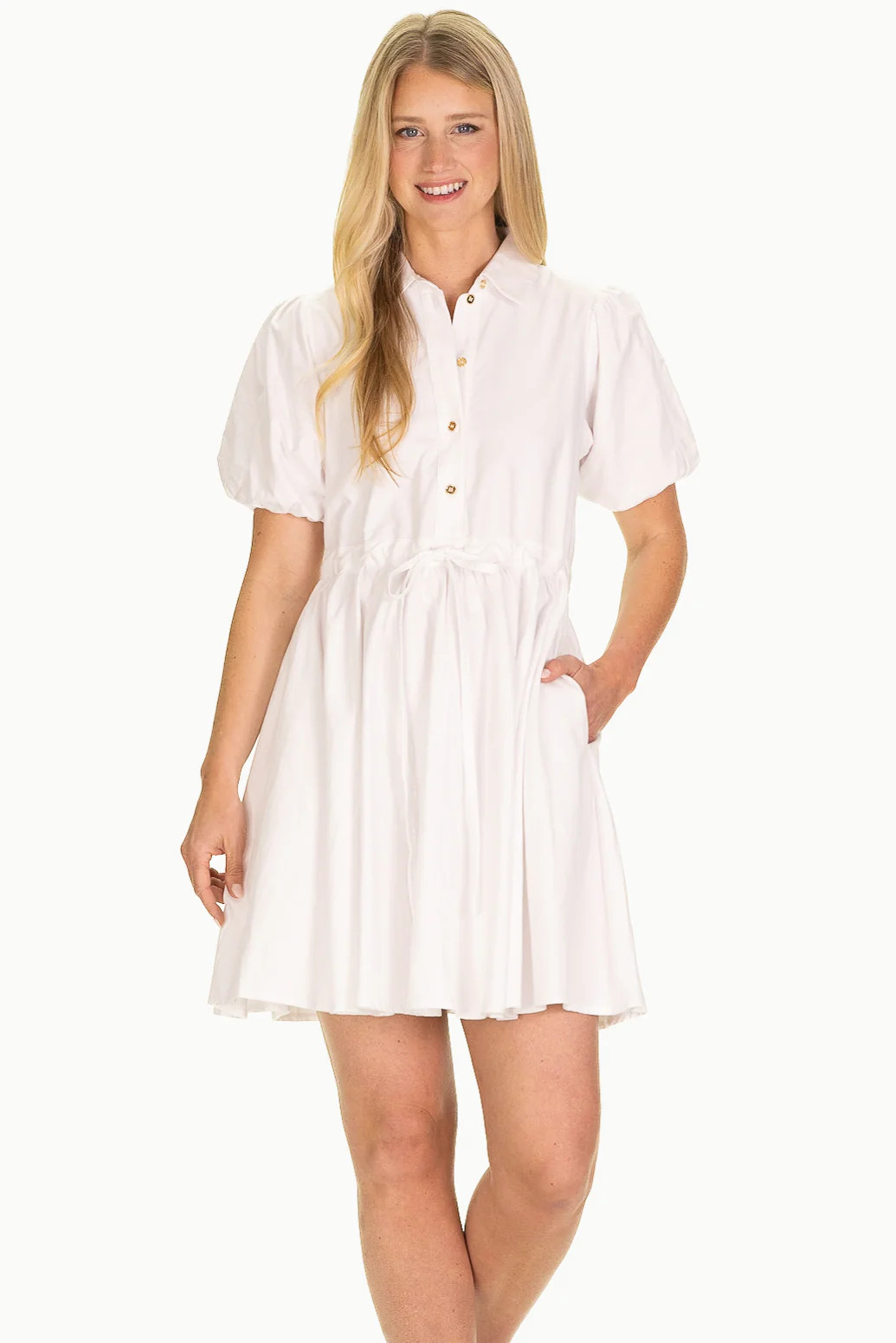 Kara Dress in White Oxford | Duffield Lane