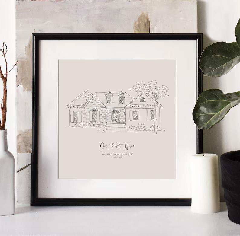 Hand Drawn Bespoke House Sketch, New Home Gift, Anniversary Gift, Housewarming Present, Christmas... | Etsy (US)