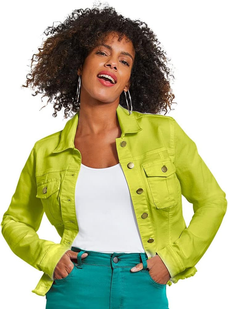 Womens Colored Jean Jacket Available in 12 Colors and Plus Size | Amazon (US)
