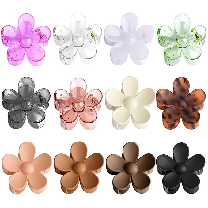 Flower Claw Clips 12 PCS Hair Claw Clips for Women Thick Hair, Large Daisy Hair Clips Cute Big Ha... | Amazon (US)
