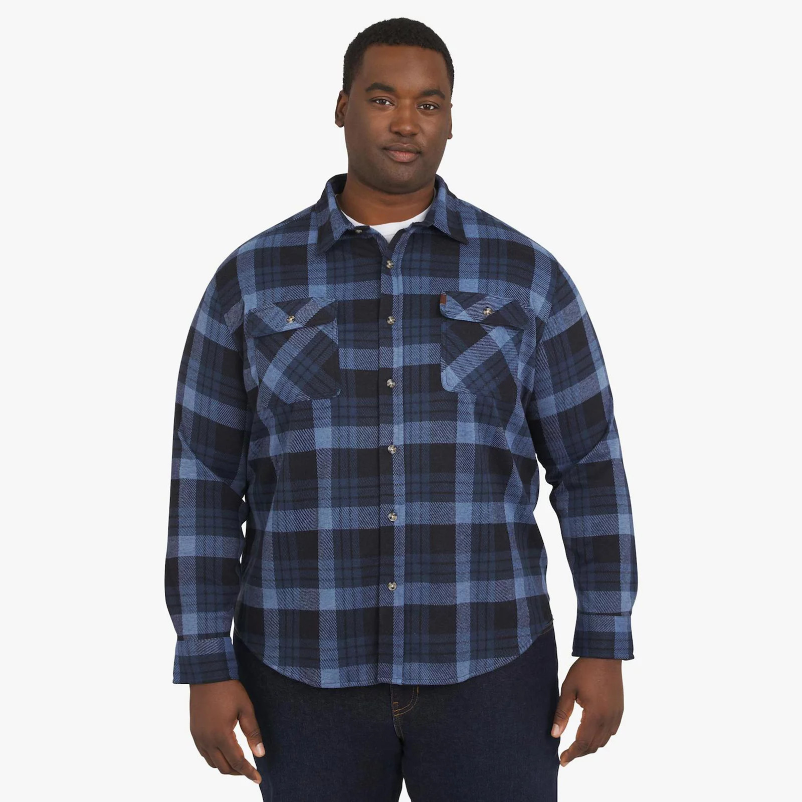 Big & Tall Chaps Long Sleeve Knit Flannel Shirt, Men's, Size: 3XL Tall, Blueberry | Kohl's