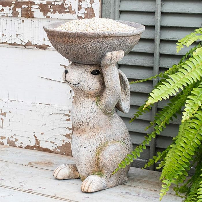 Breck's Uplifting Bunny Birdfeeder Garden Statue - Enhance Your Yard or Landscape | Amazon (US)