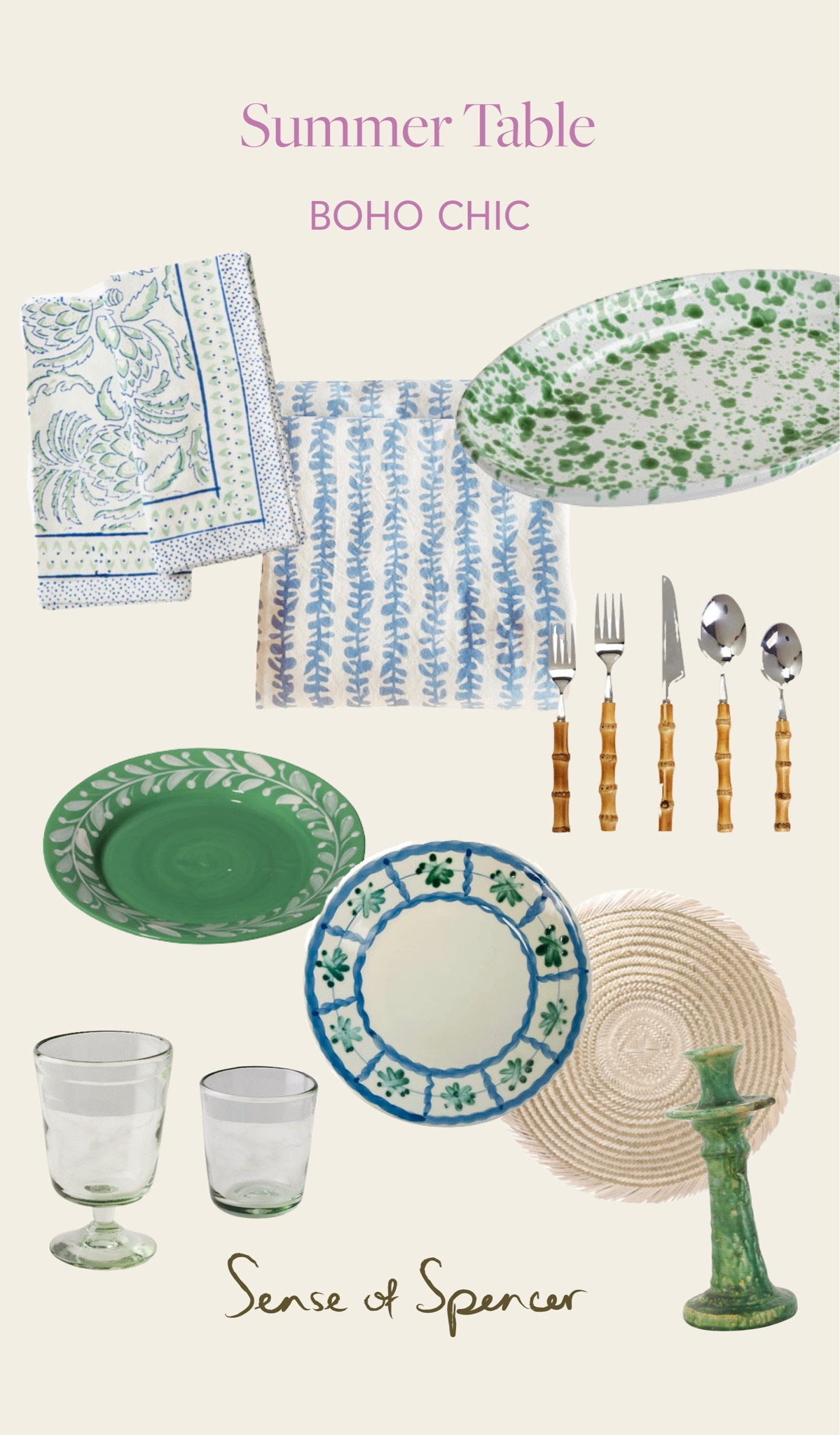 For the third and final installment of the Summer Table Series: Boho Chic. Bring laidback cool vibes to your table setting with a palate of blues, greens and patterns. Mix and match the rustic, handmade dinnerware, linens, glassware and placemats. 

#LTKSeasonal #LTKHome