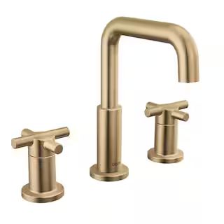 Nicoli 8 in. Widespread Double Handle Bathroom Faucet in Champagne Bronze | The Home Depot