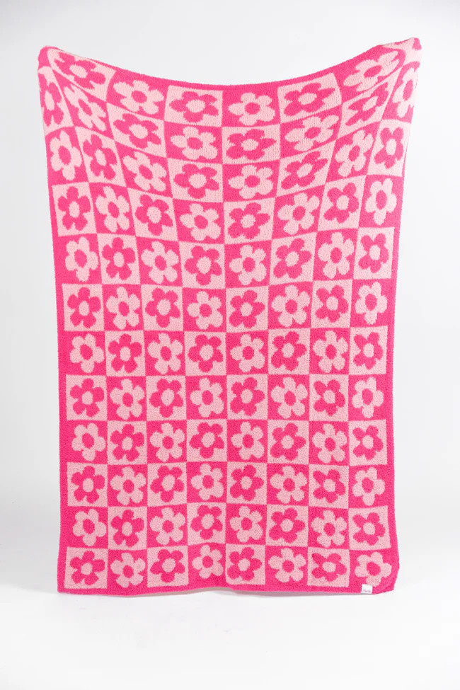 Make Me Believe Pink Checkered Daisy Blanket FINAL SALE | Pink Lily