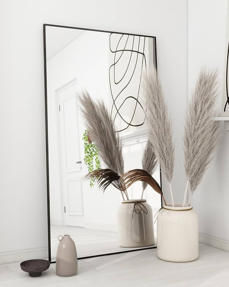 Koonmi 71"x31" Floor Mirror Full Length, Bedroom Floor Body Mirror with Stand, Large Black Mirror... | Amazon (US)