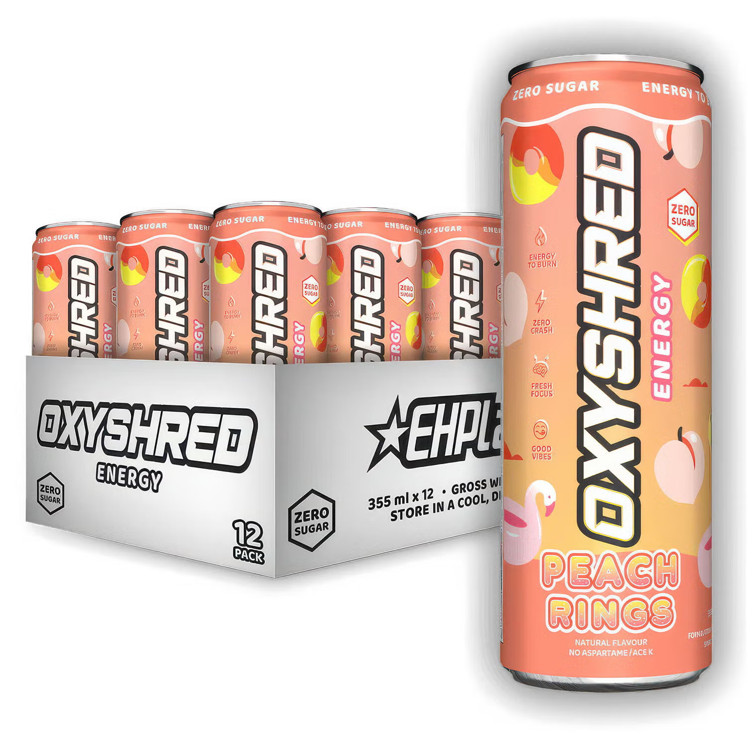 OxyShred Energy - Peach Rings - 12 fl oz (12 Cans) | GNC