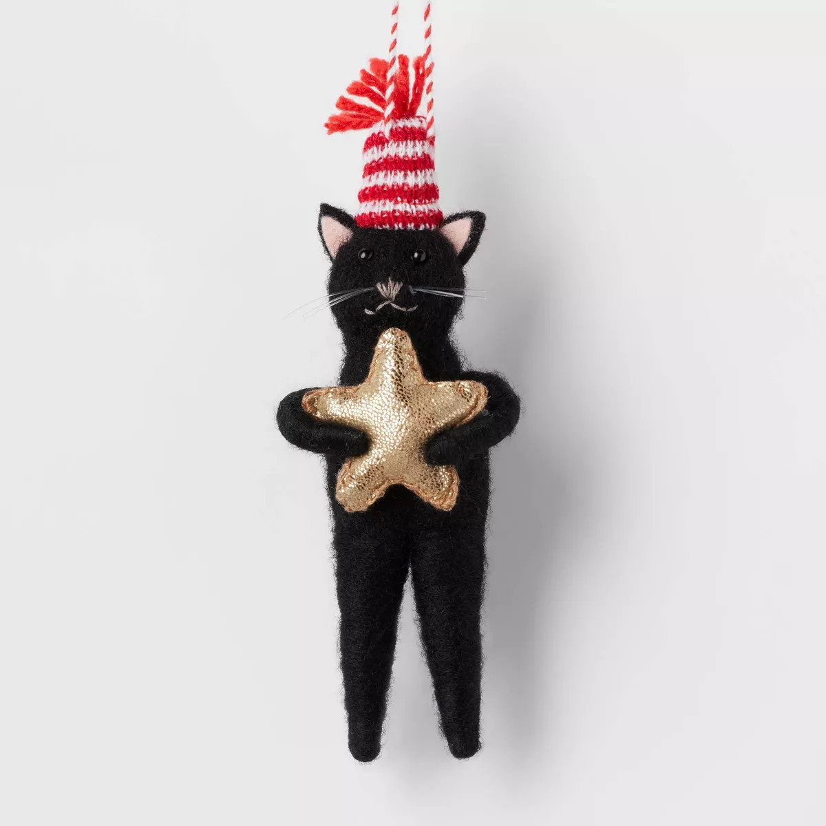 Felted Wool Cat with Star Christmas Tree Ornament Black - Wondershop™ | Target