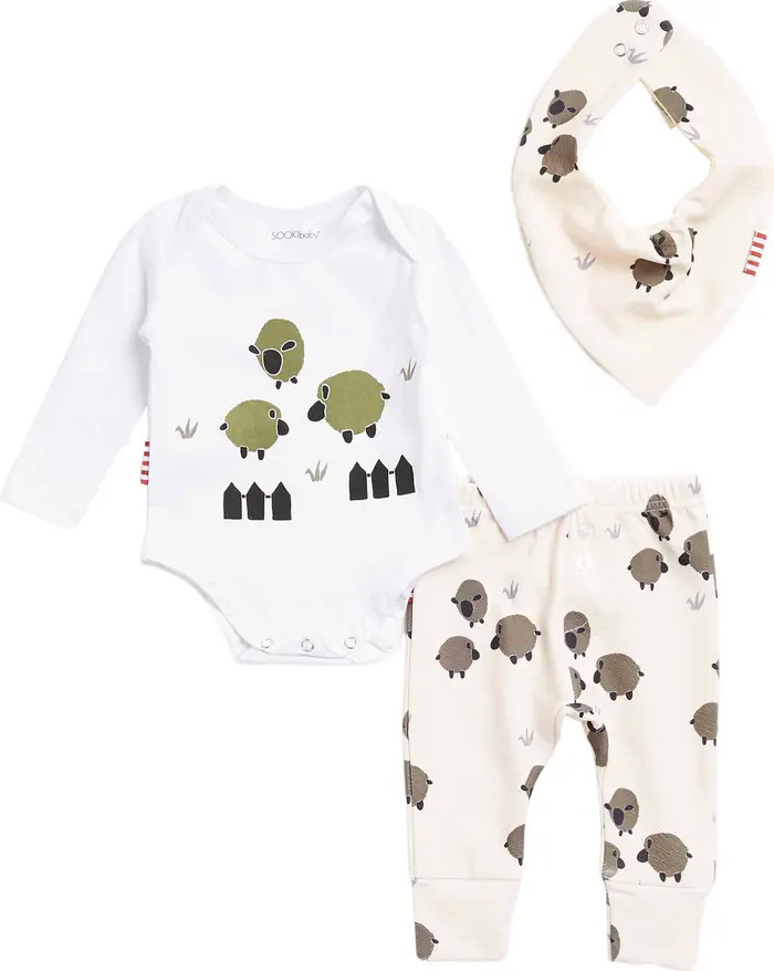 SOOKIBABY Sheep Leggings, Bib, & Bodysuit Set | Nordstromrack | Nordstrom Rack
