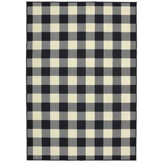 StyleWell Collins Black/Ivory 7 ft. X 10 ft. Plaid Indoor/Outdoor Area Rug-564675 - The Home Depo... | The Home Depot
