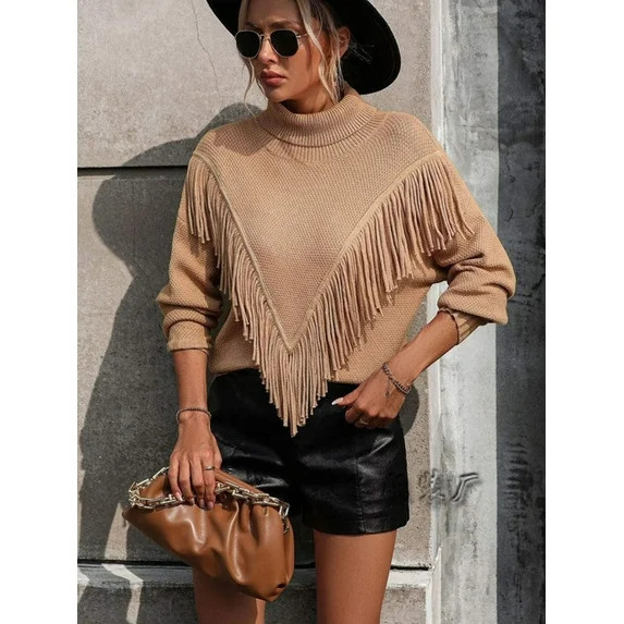 Fringe turtleneck sweater | Walmart (US)