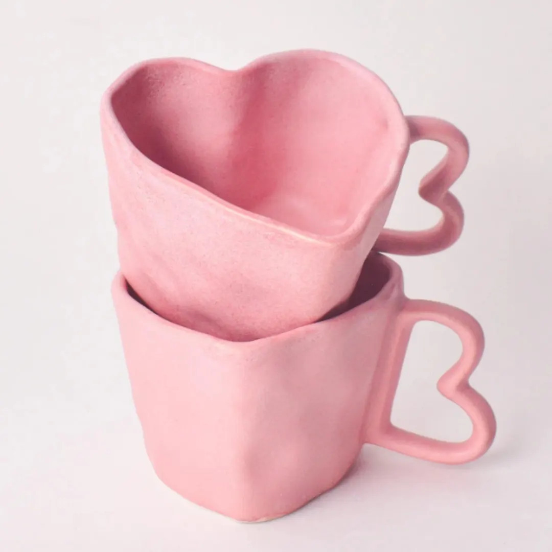 Heart-Shaped Mug Pink-Romantic Coffee & Tea Cup for Couple, Boyfriend, Girlfriend | Valentine’s... | Etsy (US)