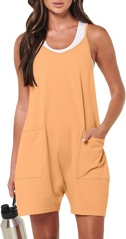 ANRABESS Womens Rompers Summer Casual Loose Sleeveless Overalls Spaghetti Strap Shorts Jumpsuit 2... | Amazon (US)