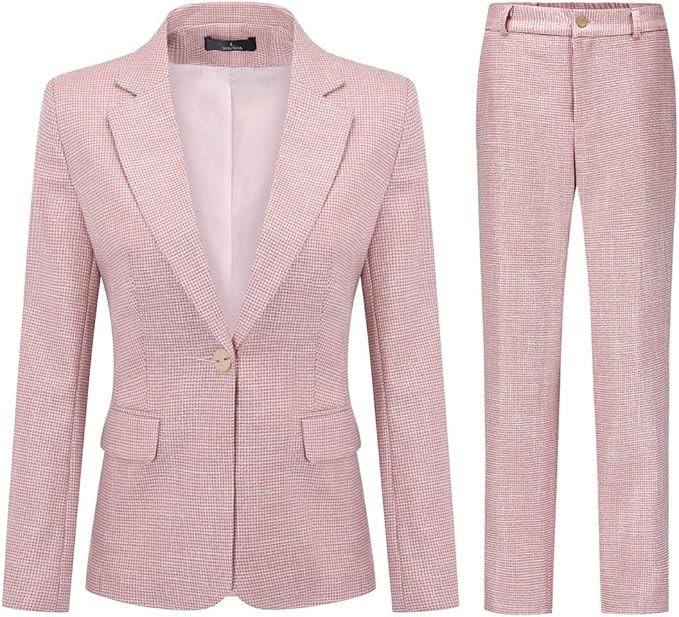 YUNCLOS Women's 2 Piece Office Work Suit Set One Button Blazer and Pants | Amazon (US)