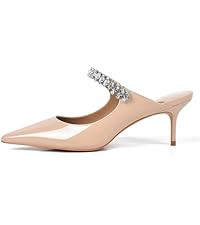 XINIUNIU Heeled Mules for Women Rhinestone Heels Pointed Toe Slip On 2.5 Inch Kitten Stiletto Clo... | Amazon (US)