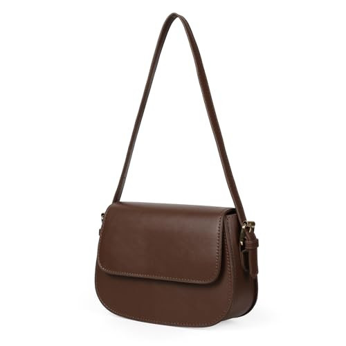MSGHER Women's Shoulder Bag Preppy Style Female Crossbody Bag Retro Envelope Handbag Solid Saddle Purse Designer Briefcase (Brown) | Amazon (US)