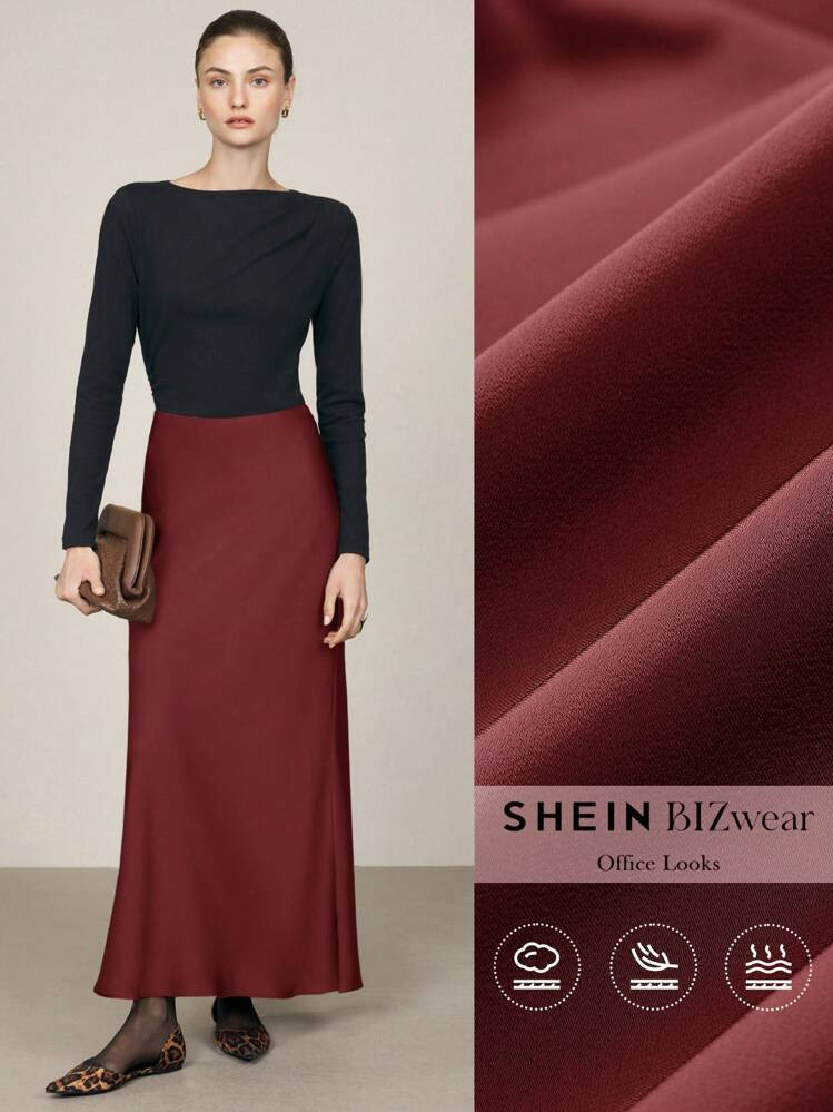 SHEIN BIZwear Women's Solid Color Maxi Fish Tail Skirt, Fall Women Outfits Winter Women Clothes | SHEIN