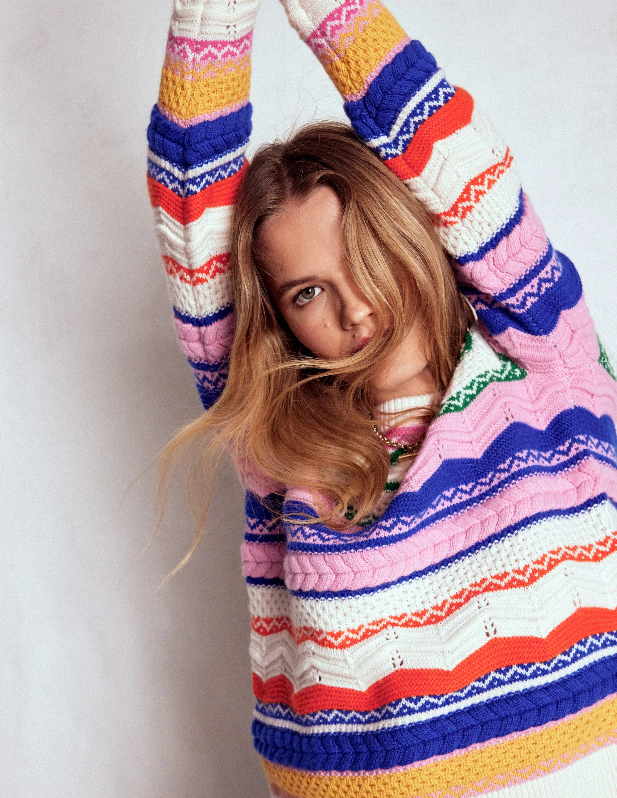 Textured Fair Isle Jumper-Multi | Boden UK