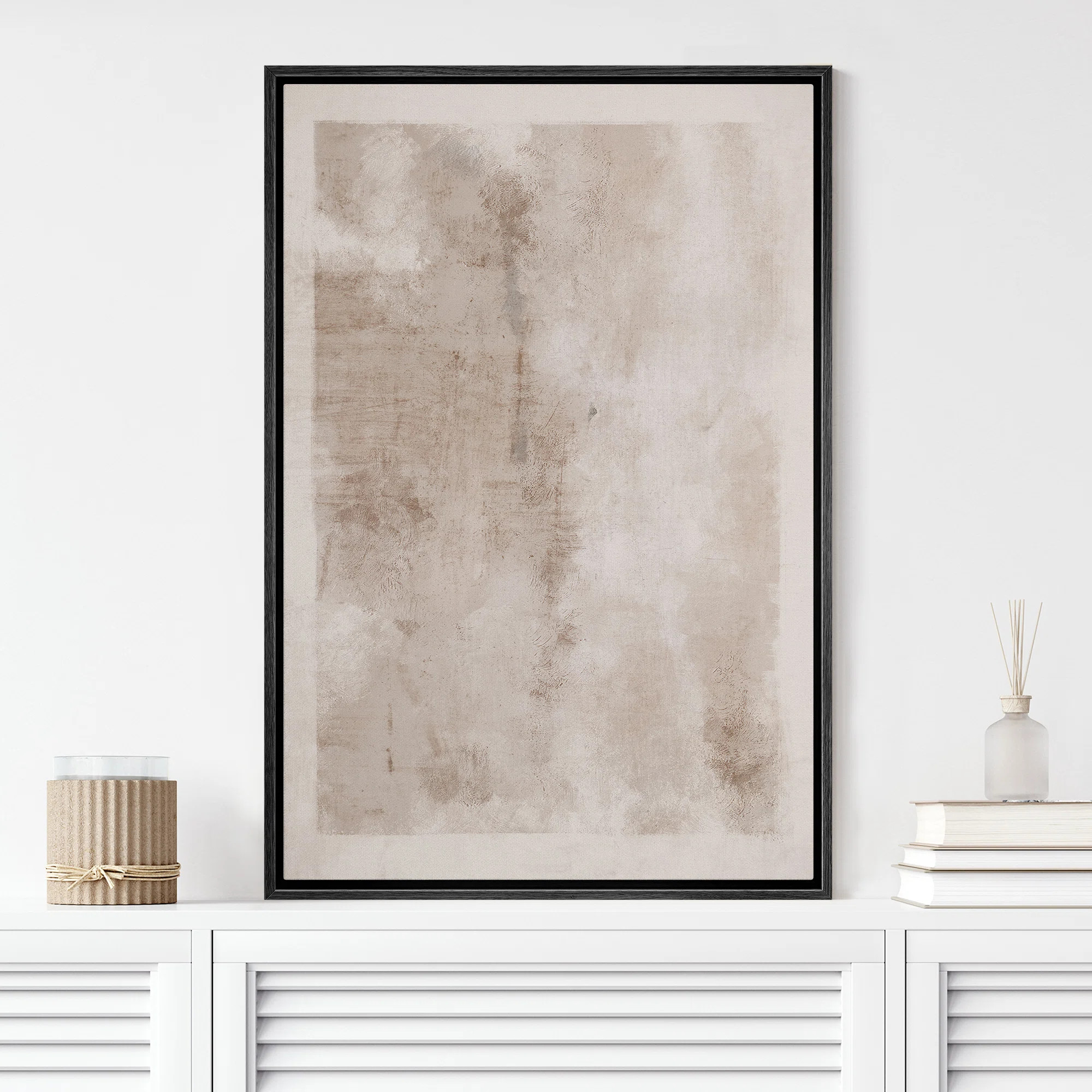 IDEA4WALL Minimal Landscape Abstract Faded Brown Tan Neutral Modern Picture Large Framed Canvas P... | Wayfair North America