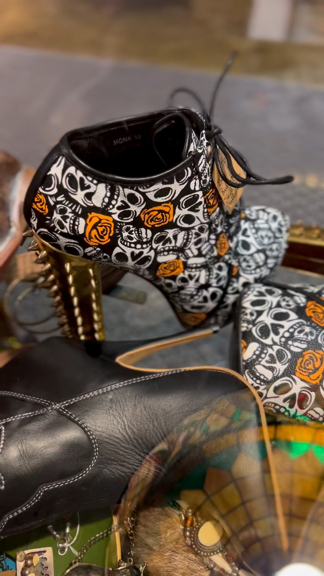 I left these super unique rose and skull patterned heels at the sellers both in the antiques mall. I wanted to wear them as part of my twist on Velma… but I did nothing for Halloween. I still want them so might go back for them tomorrow. Think I should? 🤔 

#LTKFindsUnder100 #LTKHalloween #LTKStyleTip