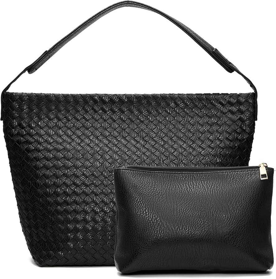 Woven Vegan Leather Tote Bag For Women Large Woven Crossbody Bag Handbag Female Satchel Messenger... | Amazon (US)