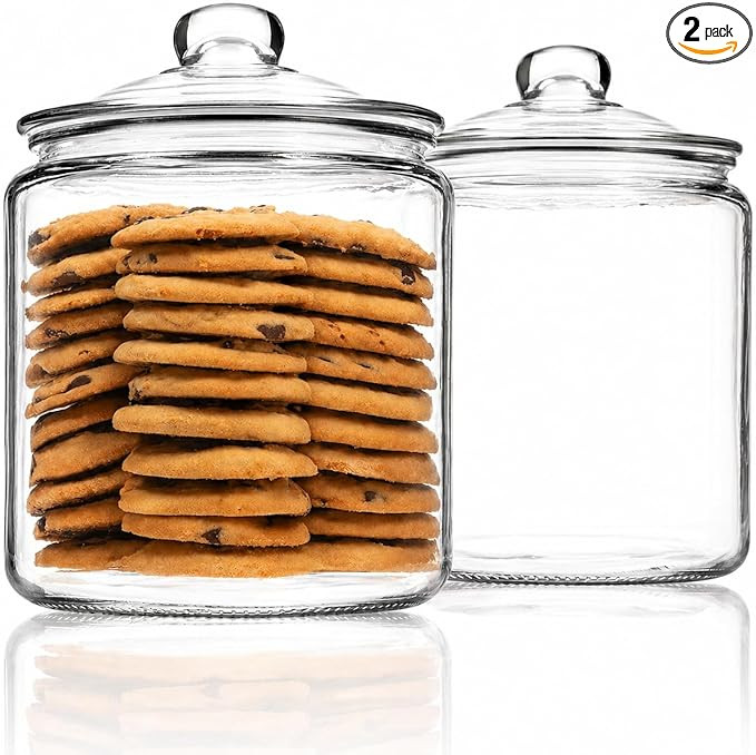 1 Gallon Glass Cookie Jar - Large Food Storage Container with Airtight Lid - Keep Fresh Flour, Ch... | Amazon (US)