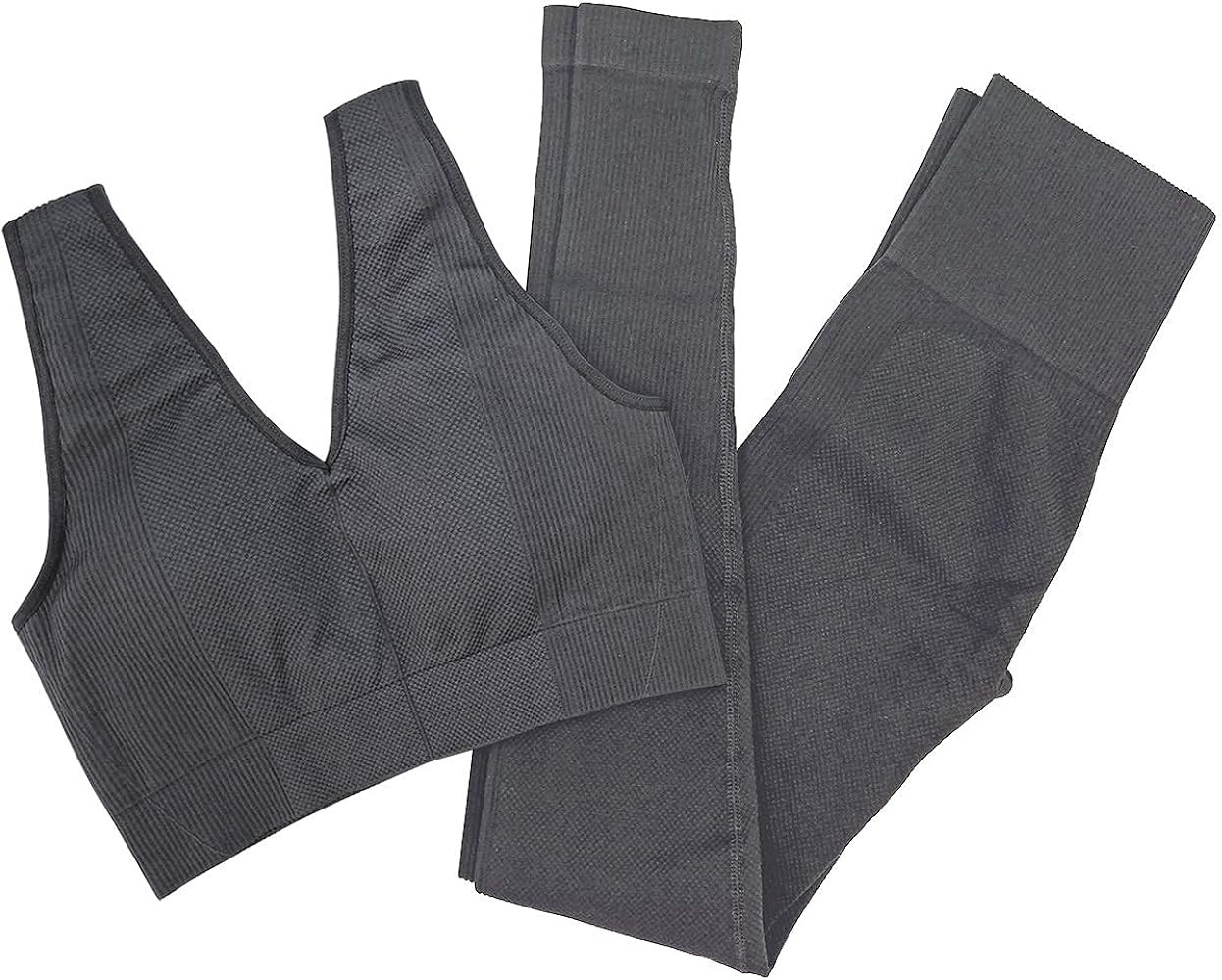 Jetjoy Women 2 PCS Workout Set Seamless Super Soft Material Deep V Neck Bra+Leggings Sports Suit ... | Amazon (US)