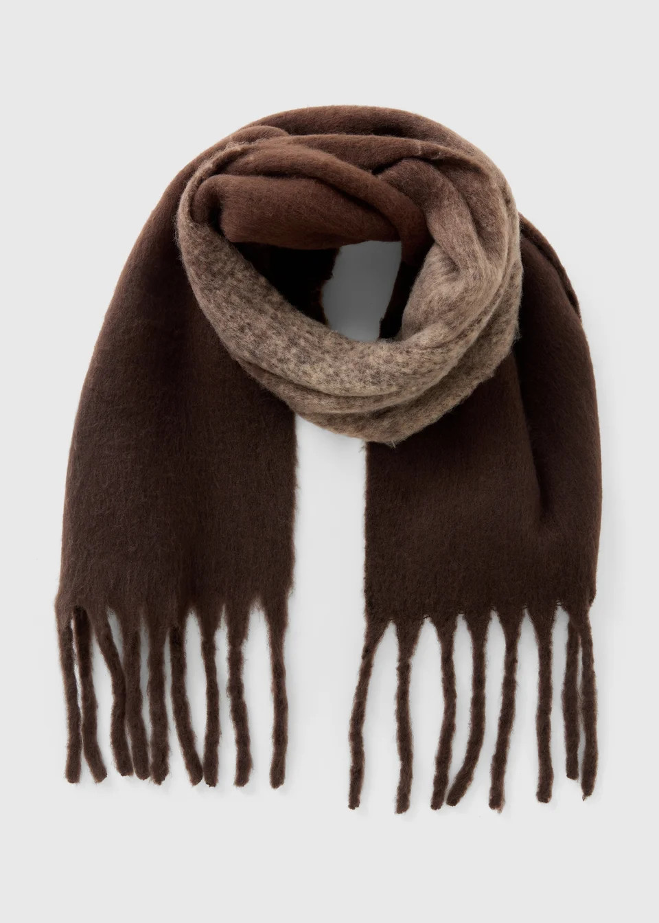 Chocolate Brown Ombre Brushed Knit Scarf - One Size | Matalan (UK)