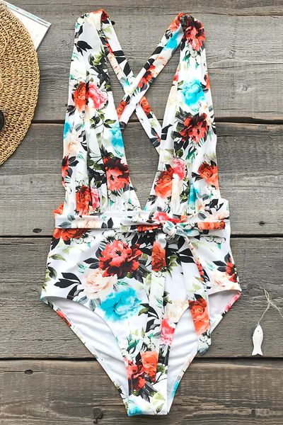 Rose Only Print One-piece Swimsuit | Cupshe