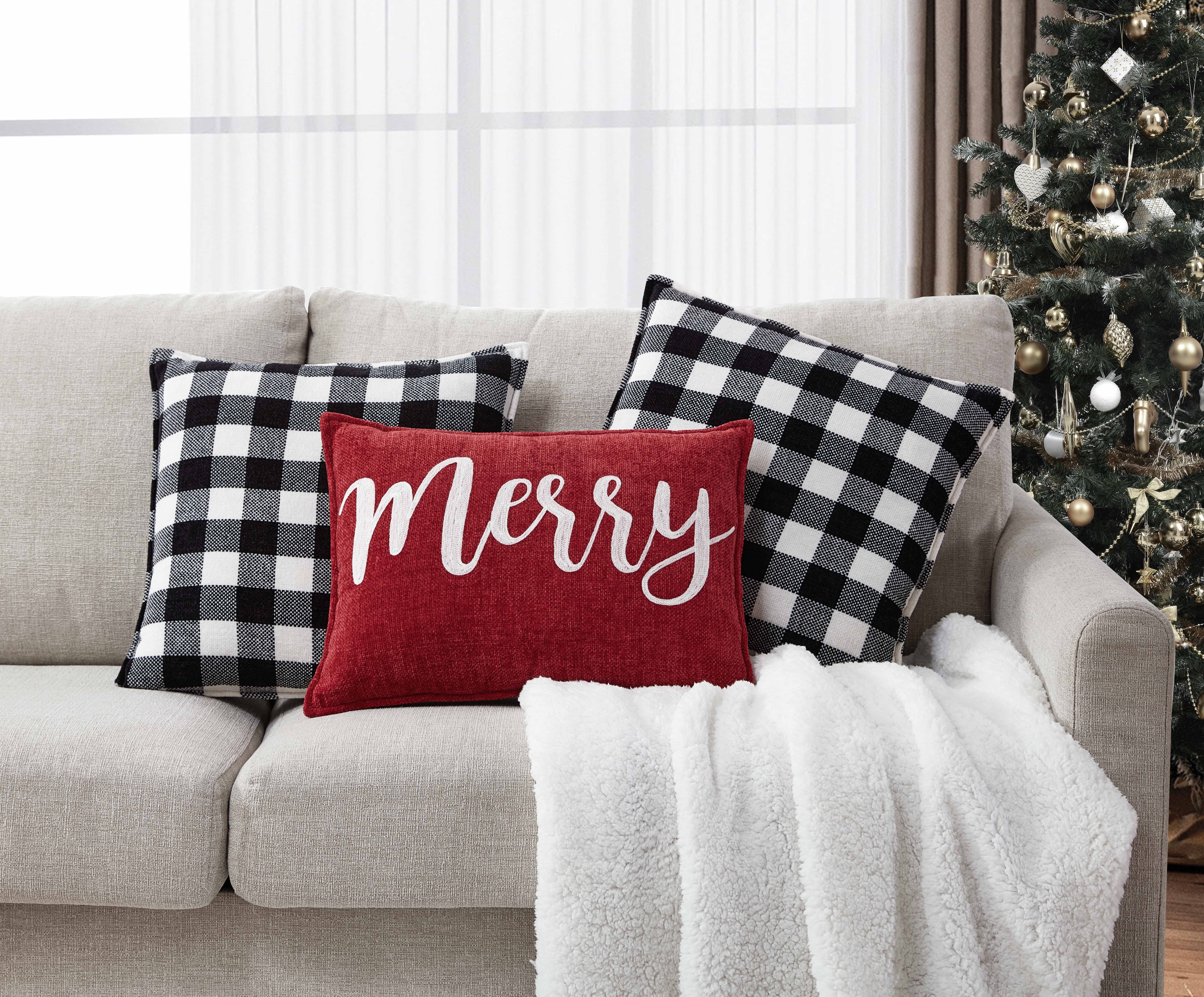Better Homes & Gardens Holiday Merry 3pk Chenille Decorative Throw Pillow, 18" x 18", 14" x 20'',... | Walmart (US)