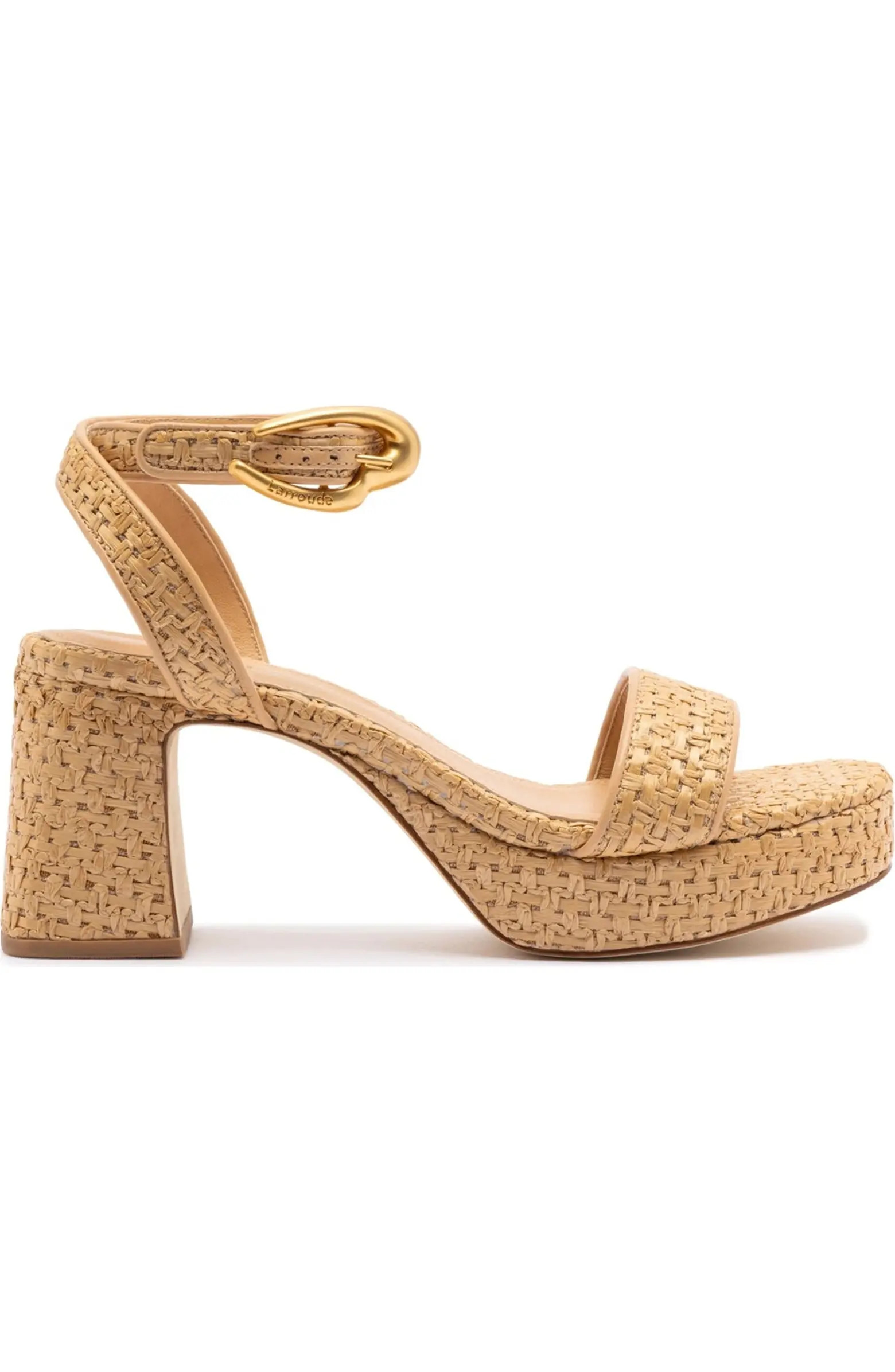 Dolly Verona Low Sandal In Natural Raffia and Beige Leather | Nordstrom
