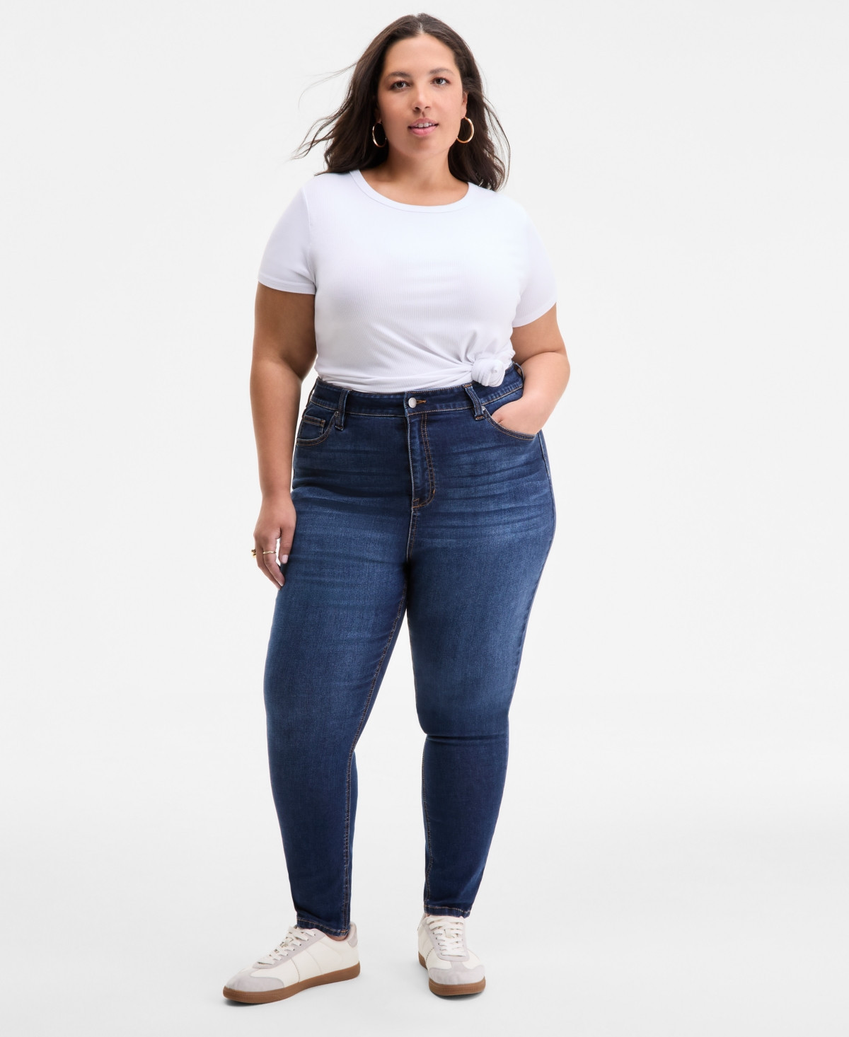 On 34th Trendy Plus Size High-Rise Skinny Ankle Jeans, Exclusively at Macy's - Dark Wash | Macy's