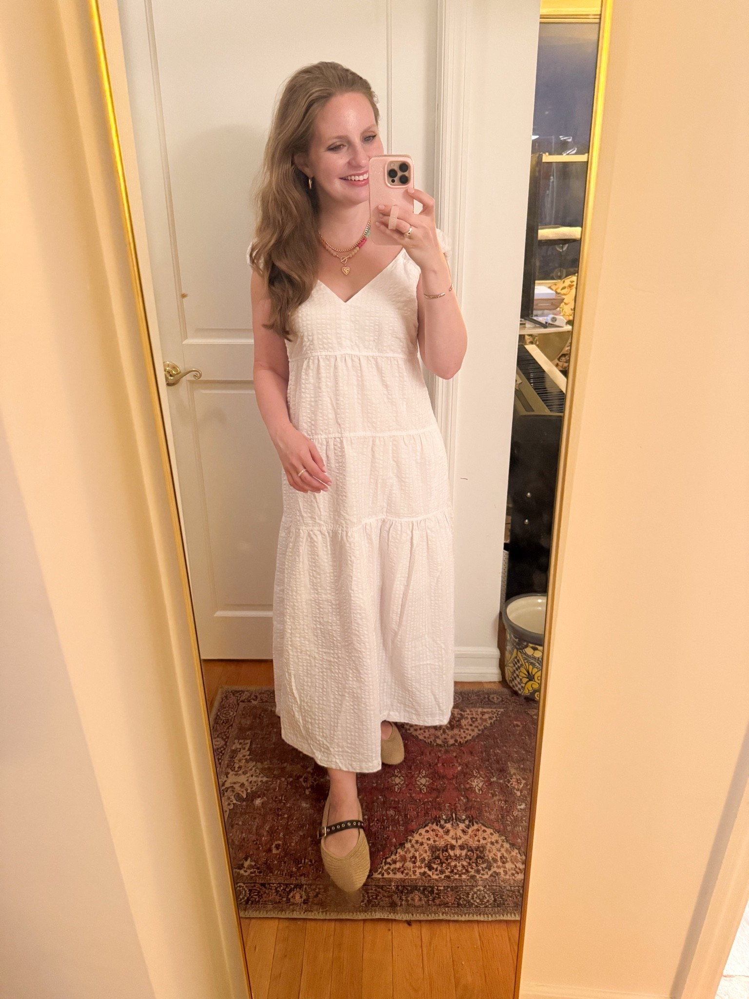 Love updating a dress from previous years with new accessories! Just got this necklace from Amazon which is so cute with the multi-colored beads, and these Madewell flats will be in heavy rotation the next couple of months.

#LTKootd #LTKSeasonal #LTKPetite