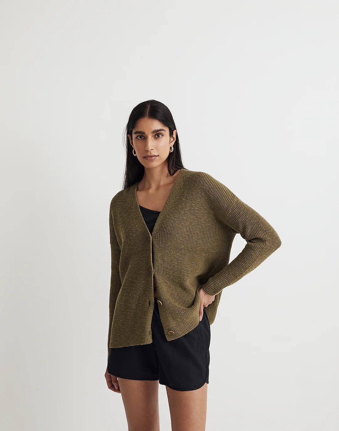V-Neck Button-Front Long Cardigan Sweater | Madewell