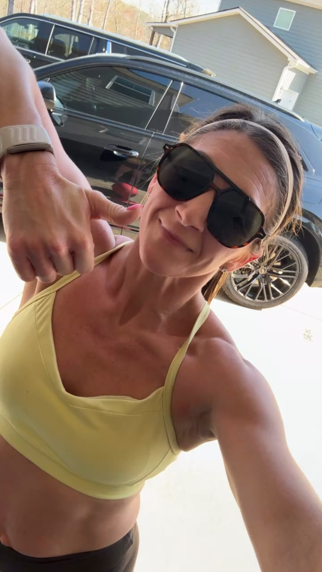 Sports bra is Athleta and on sale 30% off! TTS-medium. Probably could have gone down to a small too. 

Sunnies are Sojos from Amazon!

Click here to shop!

Sports bra | Athleta | yellow | active | athletic | fitness | workout | athlete | supportive | sale | mom life | comfy | cute | padded 

#LTKfitnessgoals #LTKActive #LTKSaleAlert