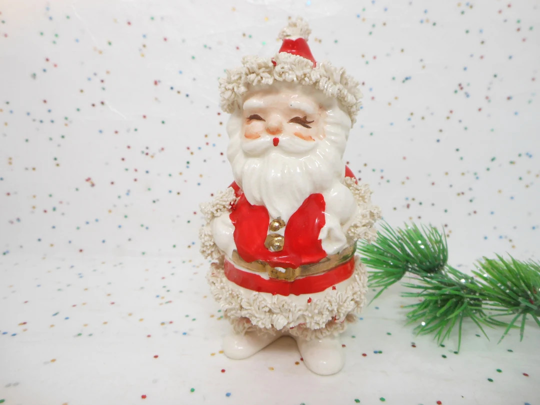 Vintage NAPCO Santa Christmas Planter Spaghetti Candy Cane - Etsy | Etsy (US)