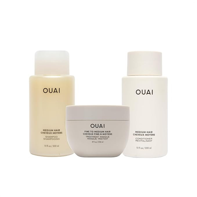 OUAI Medium Hair Bundle - Shampoo (10 Oz), Conditioner (10 Oz) & Hair Treatment Masque (8 Fl Oz) ... | Amazon (US)