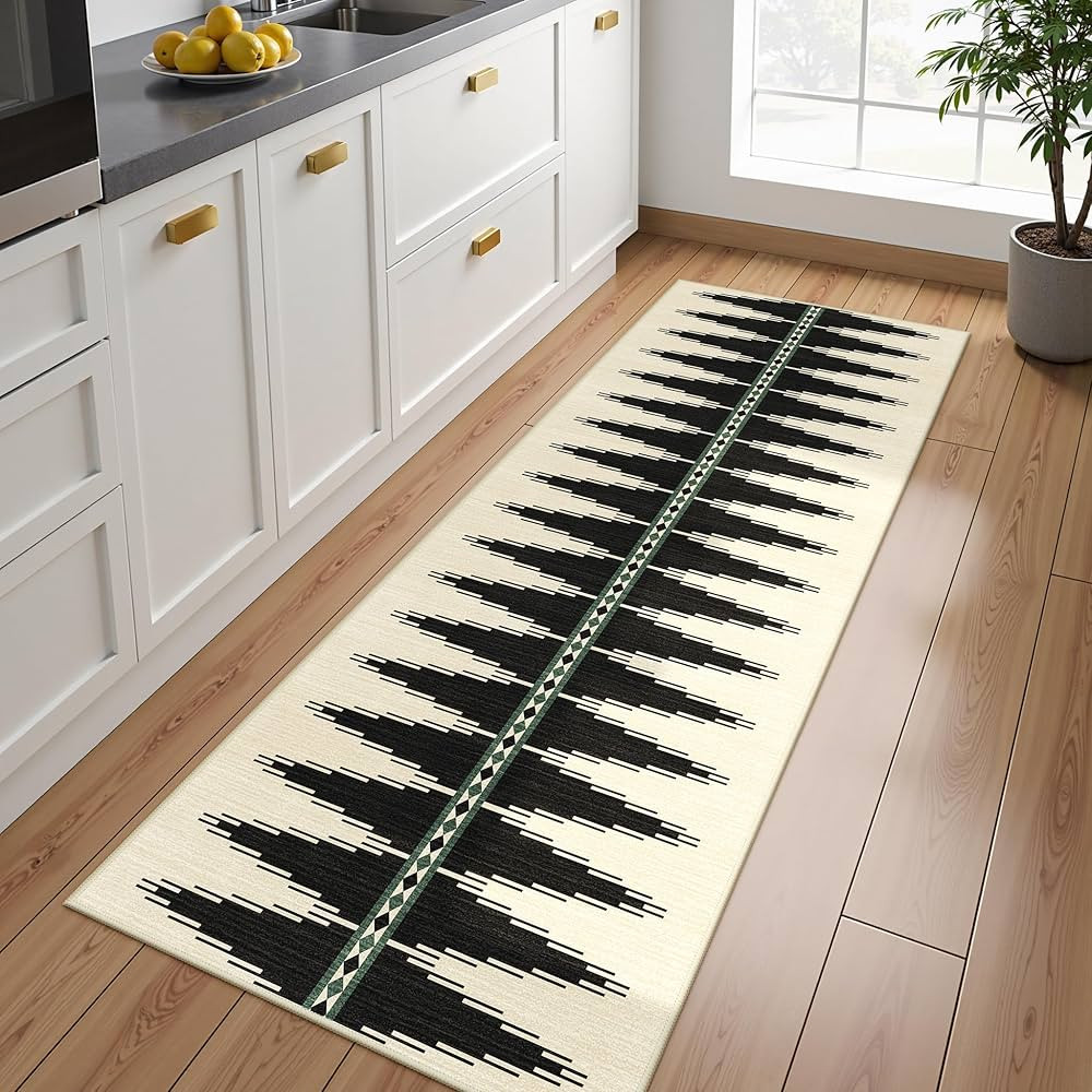 Lahome Modern Rug Runners 2x6, Washable Black Kitchen Runners Non Slip Soft Hallway Runner Rug, N... | Amazon (US)