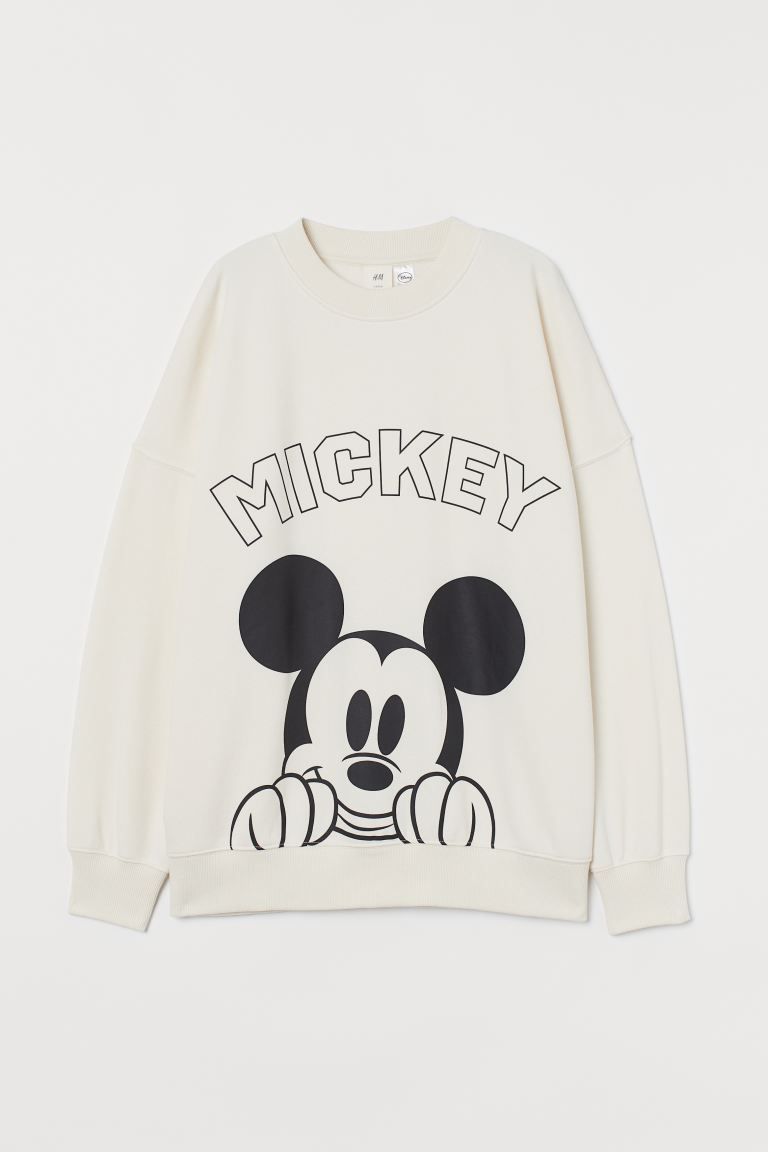 Soft, crew-neck sweatshirt with a printed design at front. Heavily dropped shoulders, long sleeve... | H&M (US + CA)