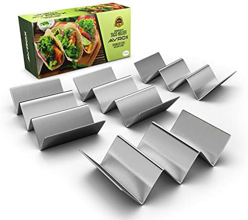 Pack of 4 - Stainless Steel Taco Holder Stand - Truck Tray Style - Each Rack Holds Up to 3 Tacos ... | Amazon (US)