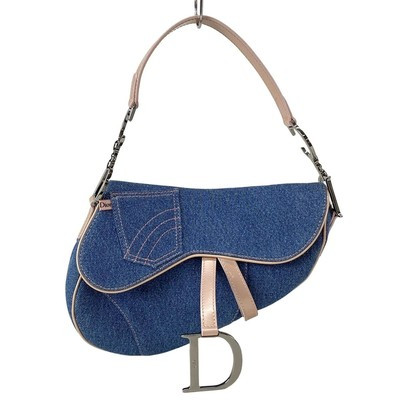 Auth DIOR/ChristianDior Saddle Bag - Navy Pink Denim Patent Leather Shoulder Bag | eBay | eBay US