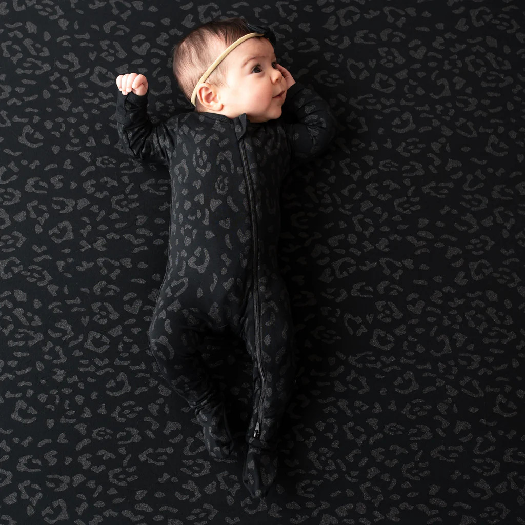 Zippered Footie in Midnight Leopard | Kyte BABY