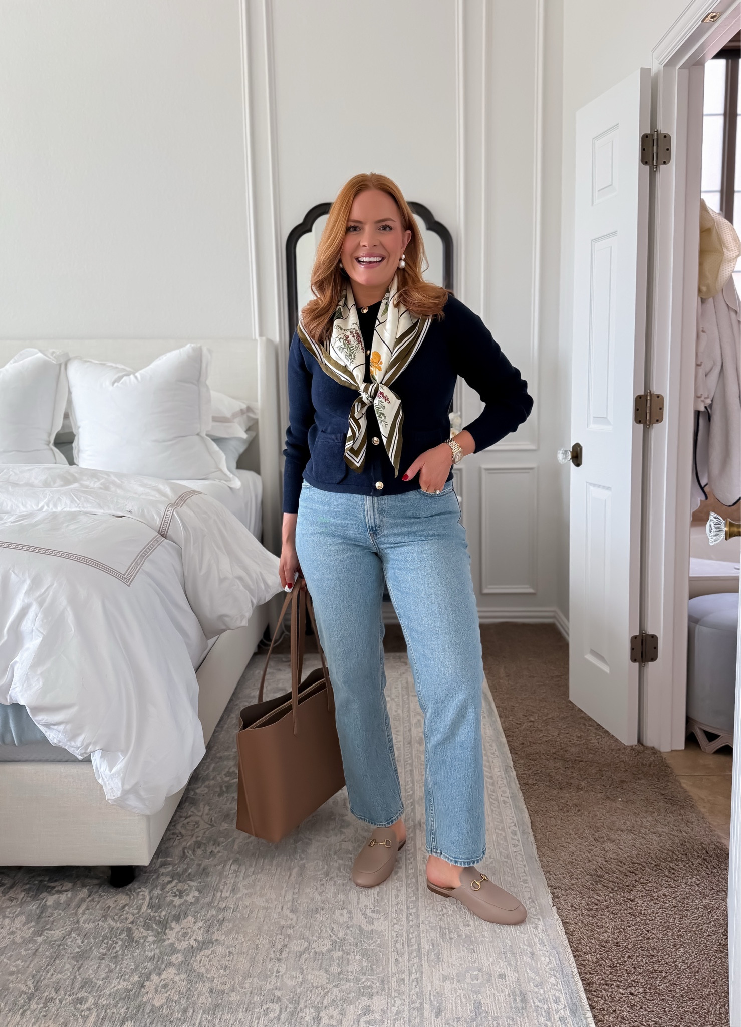 Casual workwear done right ✨
This elevated casual work outfit is perfect for business casual offices or work-from-office days. A classic navy cardigan styled with straight-leg jeans, loafers, and a silk scarf creates a polished yet comfortable look that still feels professional. Ideal for busy working moms who want to look put together without wearing a full suit.

Shop this casual office outfit and workwear basics on LTK.

#casualworkwear #businesscasualstyle #workingmomoutfits #officecasual #ltkworkwear

#LTKgrwm #LTKWorkwear #LTKootd