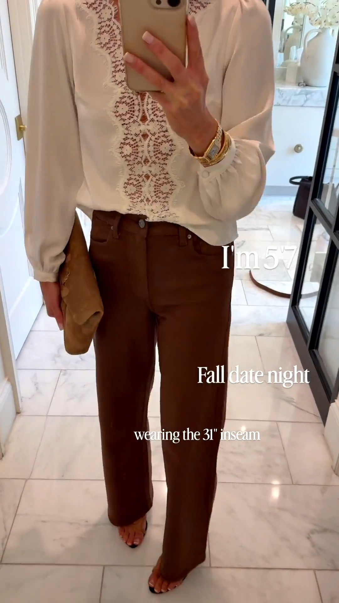 Fall date night outfit. These new coated jeans are so comfortable and flattering 25% off this weekend