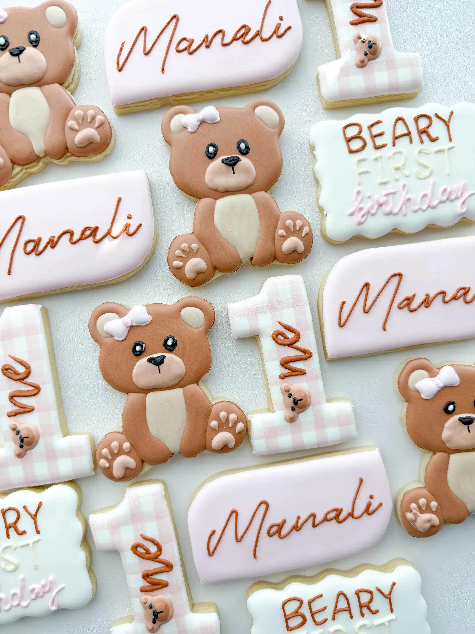 Beary First Birthday Cookies: Girl Pink Teddy Bear Party Favors, 1 Dozen - Etsy | Etsy (US)