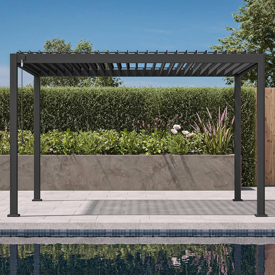 Mirador 111S Round Louvered Pergola Gazebo, 10Ft x 13Ft, Full Aluminum Frame, Adjustable Roof, Ou... | Amazon (US)